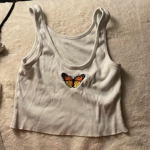 White butterfly crop top